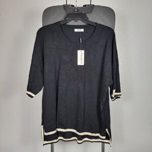 Zeagoo Women's Summer Knit Pullover Top Black‎ Size XL
